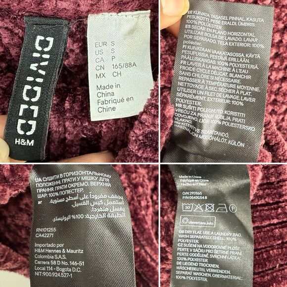 H&M Divided Women Chunky Knit Pullover Sweater Small Burgundy - Picture 9 of 16